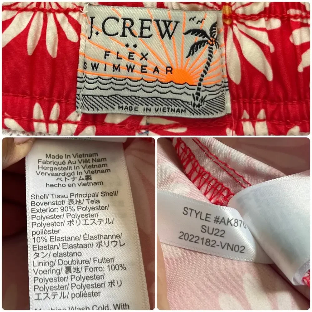 J. Crew Men’s Flex Daisy Print Drawstring Swim Trunk Small 6 Inch Inseam